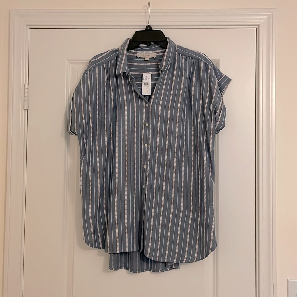 Loft Dobby Stripe Dolman Everyday Shirt L